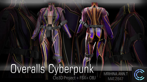 .Overalls Cyberpunk. Clo3D. Marvelous Designer.