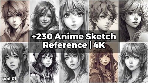 +230 Anime Sketch Reference (4k)