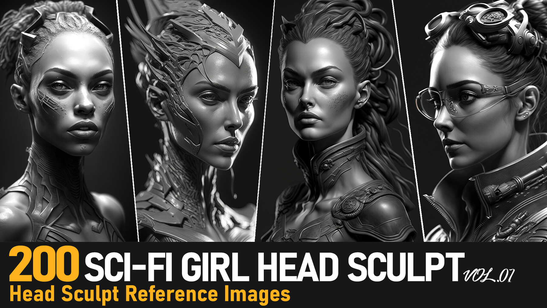 ArtStation - Sci-Fi Woman Head Sculpt VOL.01|4K Reference Images | Artworks