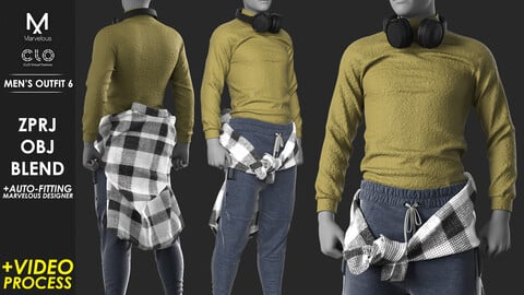 Men's Outfit 6 - Marvelous / CLO Project file +Video Process