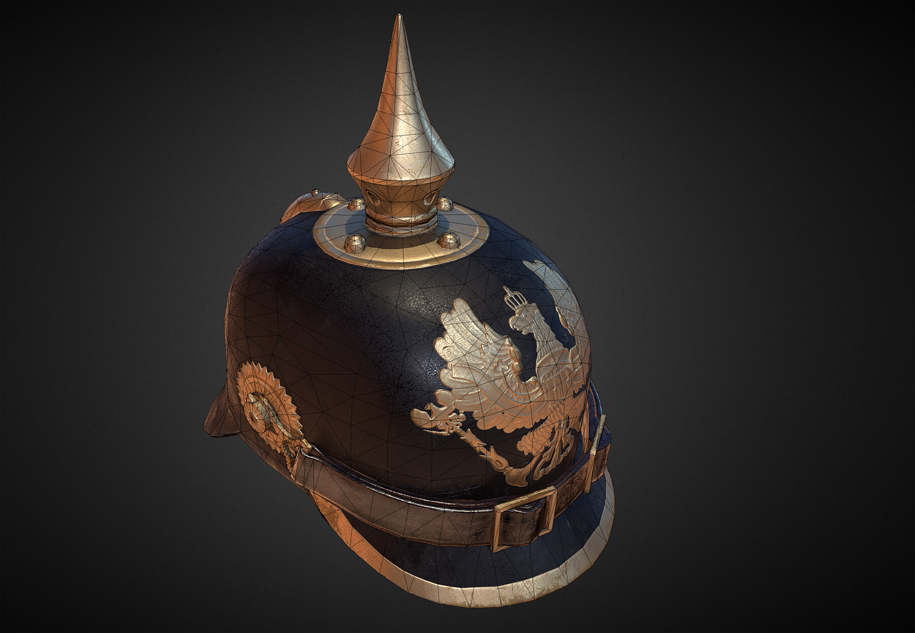 Artstation Wwi Prussian Pickelhaube Spiked Helmet Low Poly Game