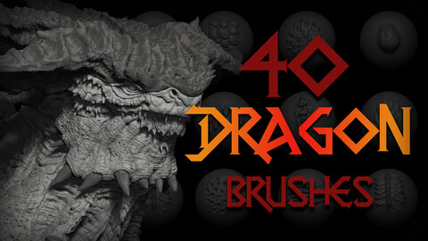 Zbrush + Blender - 40 Dragon VDM Brush