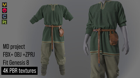Viking tunic Medieval renaissance  clothes  FBX+OBJ+ZPRJ