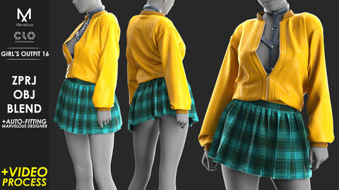 Girl's Outfit  16 - Marvelous / CLO Project file +Video Process