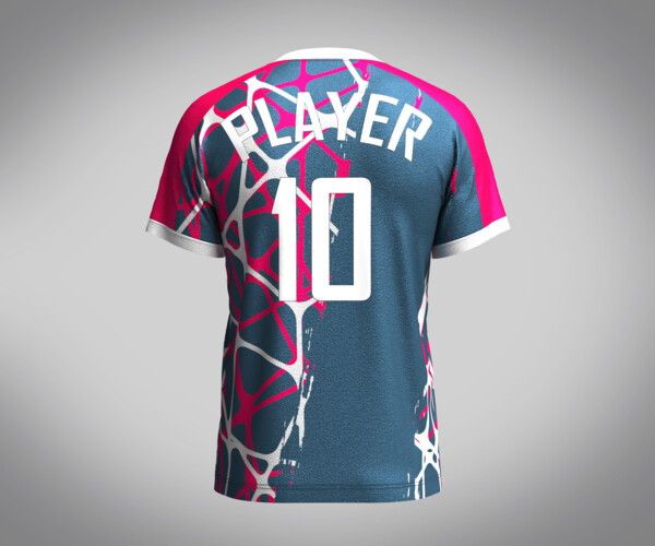 Mens Soccer Blue and Red Magenta Jersey Player-10 3D model