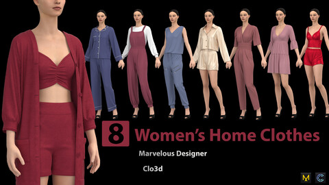 8 Women's Home Clothes + Zprj +Obj + Fbx