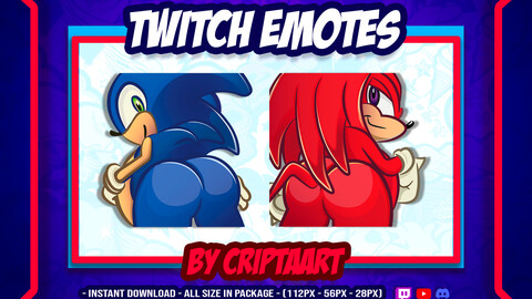 Twitch Emotes (x2) / Sonic Emote / Knucles Emote / Gameplays / Stream Emote / Booty Emote