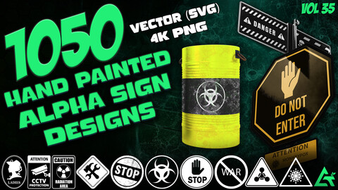 1050 Hand Painted Alpha Sign Designs (MEGA Pack) - Vol 35