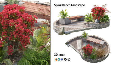 Spiral planter with bench 3d model