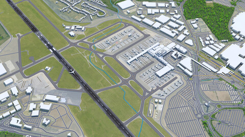 Birmingham Airport UK 3d model 10km