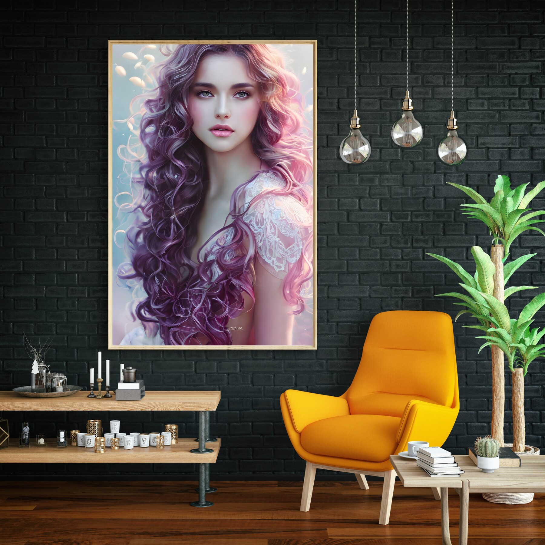 ArtStation - Beautiful Lady Abstract Painting, Digital Abstract Wall ...