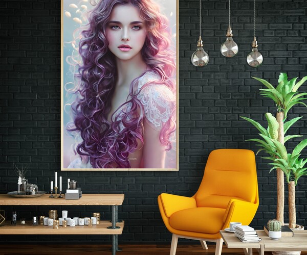 ArtStation - Beautiful Lady Abstract Painting, Digital Abstract Wall ...