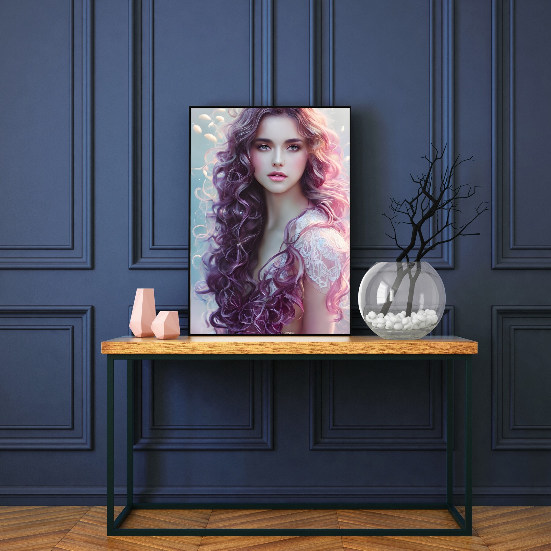 ArtStation - Beautiful Lady Abstract Painting, Digital Abstract Wall ...