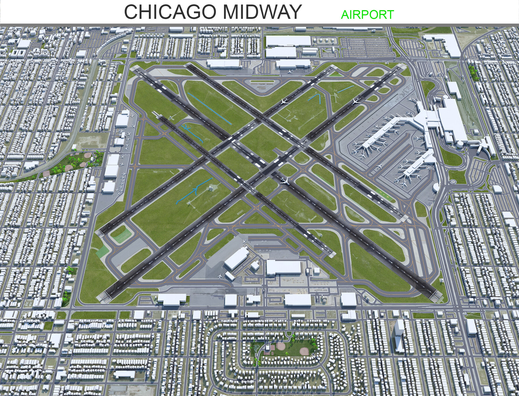 ArtStation Chicago Midway Airport 3d Model 10km Game Assets   File 