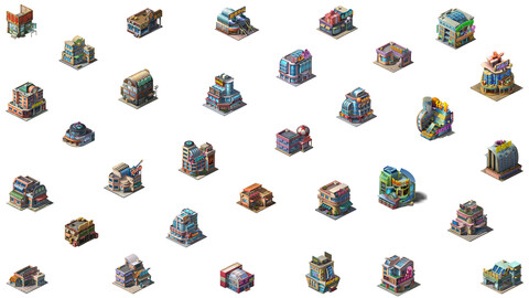 2.5D 60 Different Fantasy Home, House, Buildings Game Assets with 60 Transparent PNGs Part -03