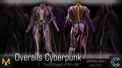 .Overalls Cyberpunk. Clo3D. Marvelous Designer.