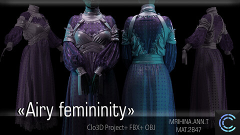 .Airy femininity. Clo3D. Marvelous Designer.