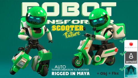 Robot - transformer scooter future rigging character