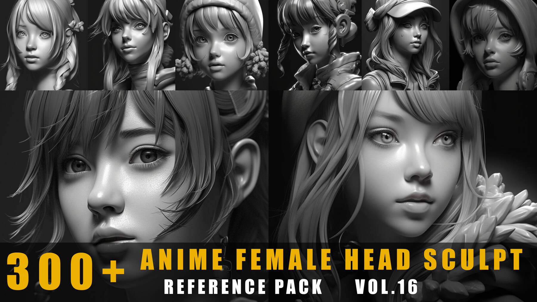 ArtStation - 300+ Anime Female Head Sculpt - References Pack Vol.16 ...