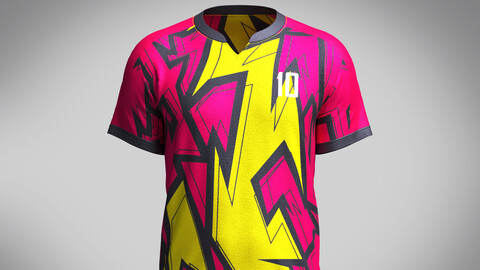 Mens Soccer Hot Pink and Yellow Jersey Player-10