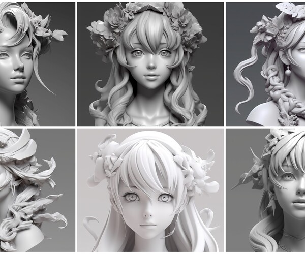ArtStation - +220 Goddess Anime Head Sculpt (4K) | Artworks