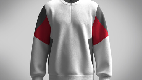 Men's-Multi Color Cut And Sew Sweatshirt