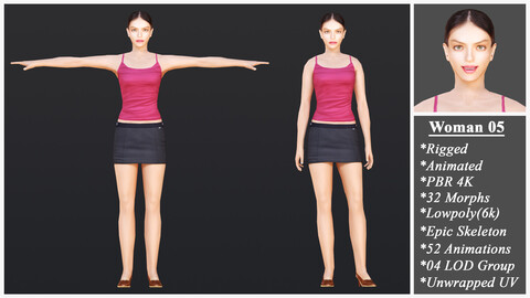 Woman 5 With 52 Animations 32 Morphs