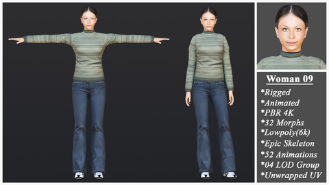 Woman 9 With 52 Animations 32 Morphs