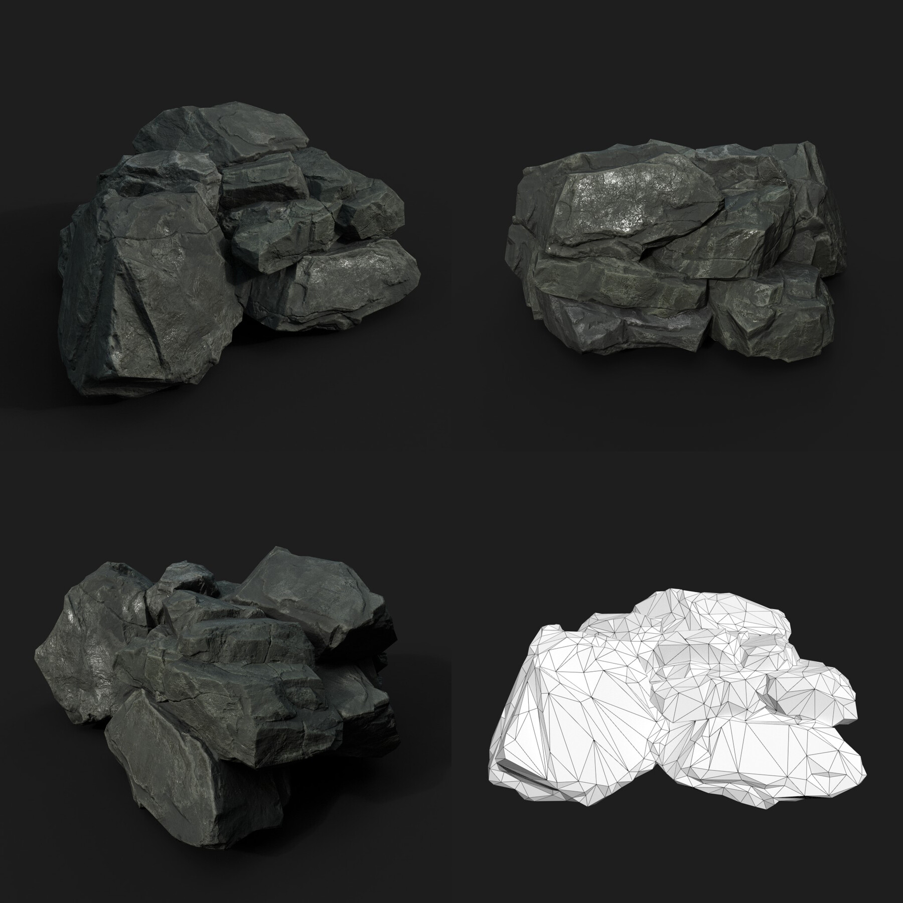 ArtStation - Low Poly Black Rock 230322 - Ultra HD 16K Texture | Game ...