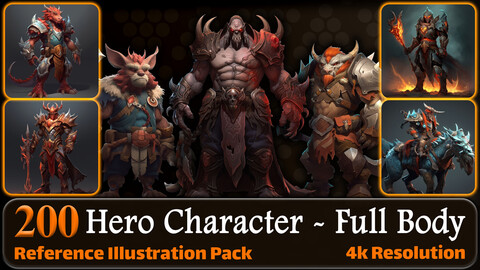 200 Hero Character (Full Body) Reference Pack | 4K | v.4