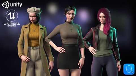 Streetwear Casual Girls Pack - Game-Ready 3D characters for Unreal, Unity, Blender