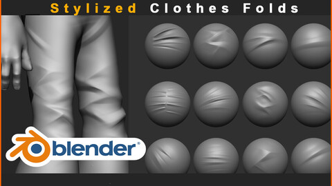Stylized Clothes Folds / Wrinkles - Blender Brushes
