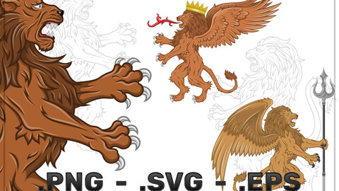 Vector Design Of Lion With Wings