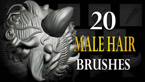 Zbrush + Blender- 20 Male Hair VDM Brush