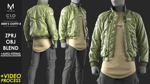 Men's Outfit 8 - Marvelous / CLO Project file +Video Process