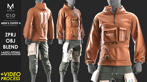 Men's Outfit 4 - Marvelous / CLO Project file +Video Process