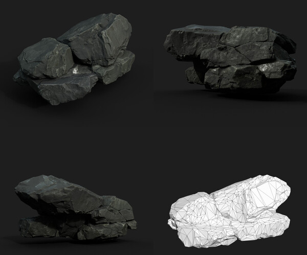 ArtStation - Low Poly Black Rock 230407 - Ultra HD 16K Texture | Game ...