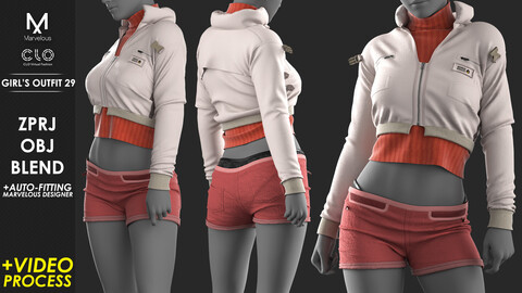 Girl's Outfit 29 - Marvelous / CLO Project file +Video Process