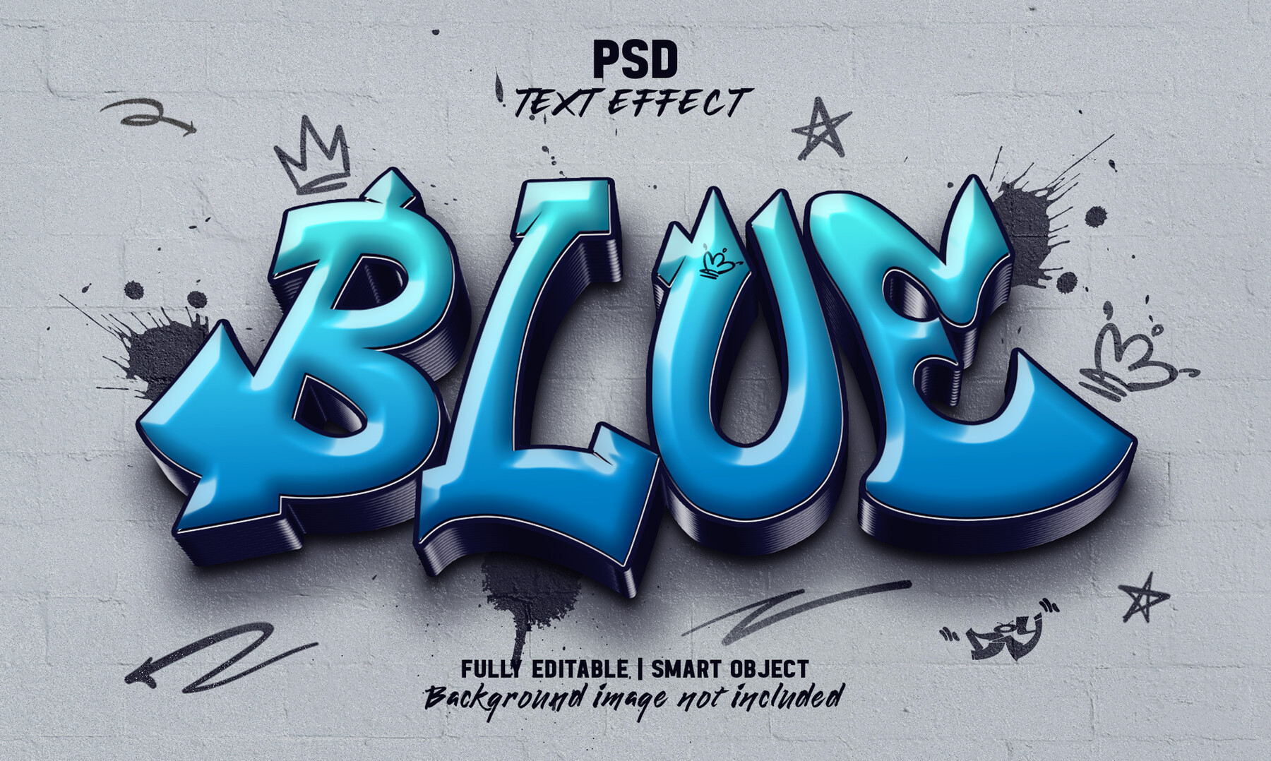 ArtStation - 3D Blue. PSD Fully Editable Text Effect. Layer Style PSD ...