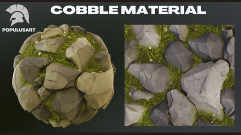 Stylized Cobble With Grass Material - Substance Designer