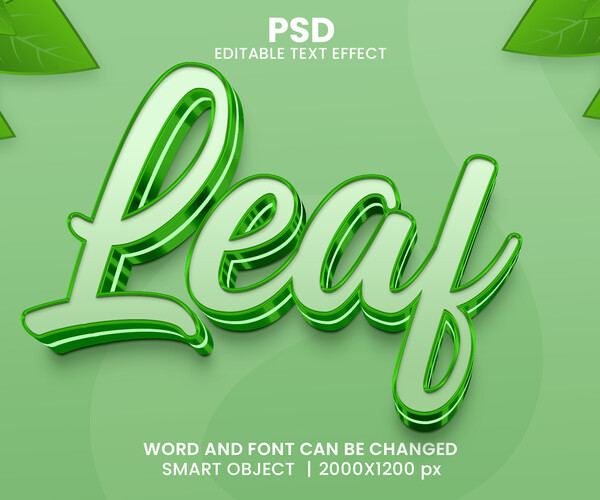 ArtStation - 3D Leaf. PSD fully editable text effect. Layer style PSD ...