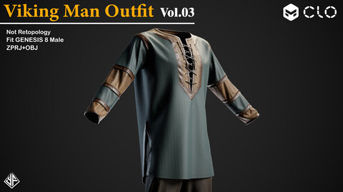Viking Man Outfit Vol.03 - MD / Clo3d project + obj files