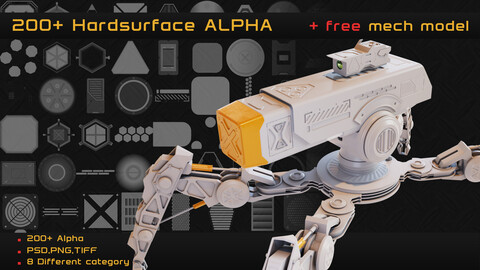 200+ Hardsurface ALPHA +FREE mech model