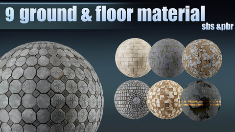 9 ground & floor material + PBR TEXURES