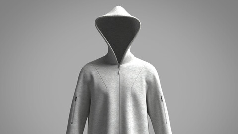 Mens Hoodie-Grey Melange