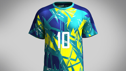 Soccer Neon Yellow with multi color Jersey Player-10