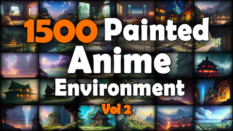 1500 Painted - Anime Environment Reference Pack | MEGA Bundle | 4K | v.4