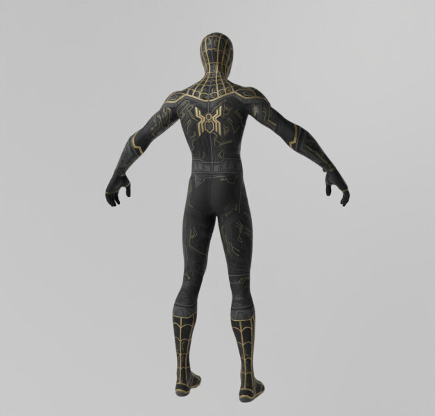 ArtStation - Spiderman Black N Gold Suit Spiderverse Lowpoly Rigged ...