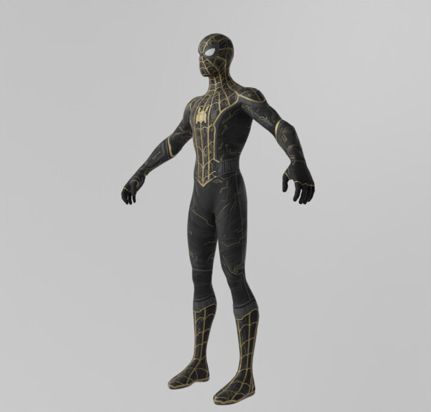 ArtStation - Spiderman Black N Gold Suit Spiderverse Lowpoly Rigged ...