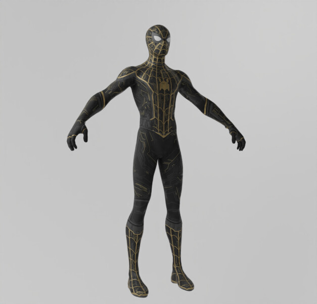 ArtStation - Spiderman Black N Gold Suit Spiderverse Lowpoly Rigged ...